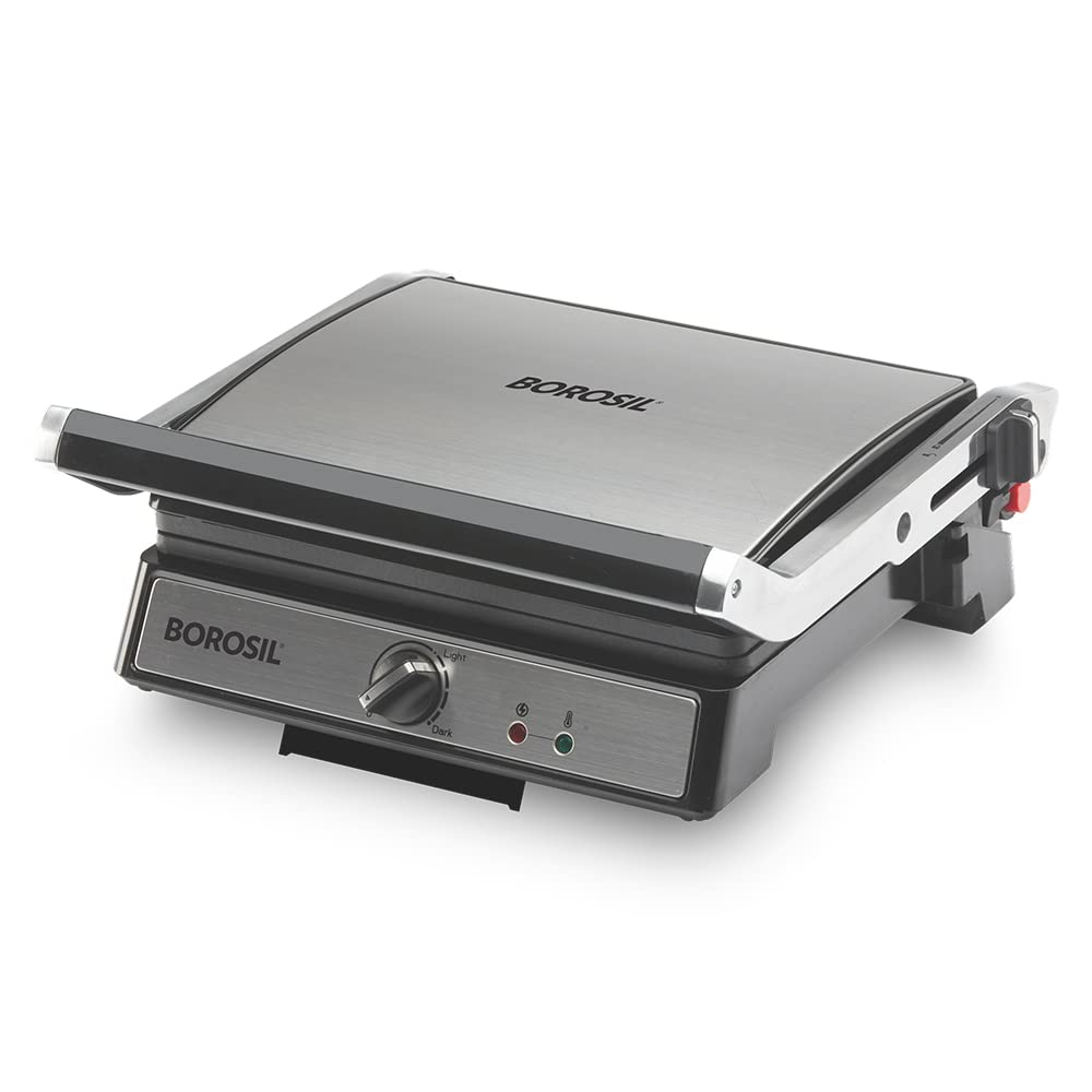 Borosil Super Jumbo Grill Sandwich Maker | Can Make 4 Sandwich At a Time | 2000W Electric Toaster Maker | Non-Stick Coating Plates Opens to 180°, BPA & PTFE Free | Power Indicators | 2 Year Warranty on motor