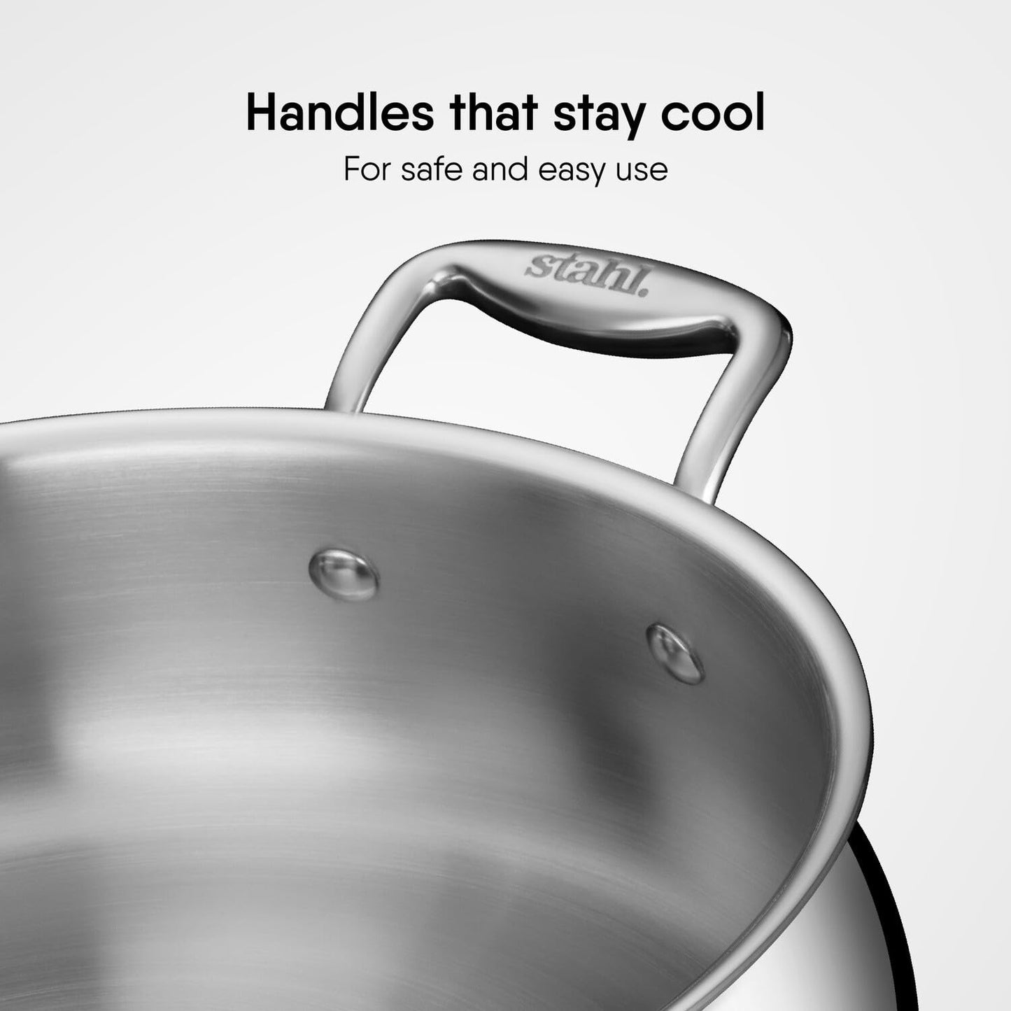 Stahl Artisan Triply Stainless Steel 32cm,8.5Liters Biryani Handi with Dual lid, Steel Lid for Dum & Glass Lid for Serving | 8.5L Biryani Pot, Gas & Induction Compatible | Non-Toxic, Less Oil, Stick Resistant