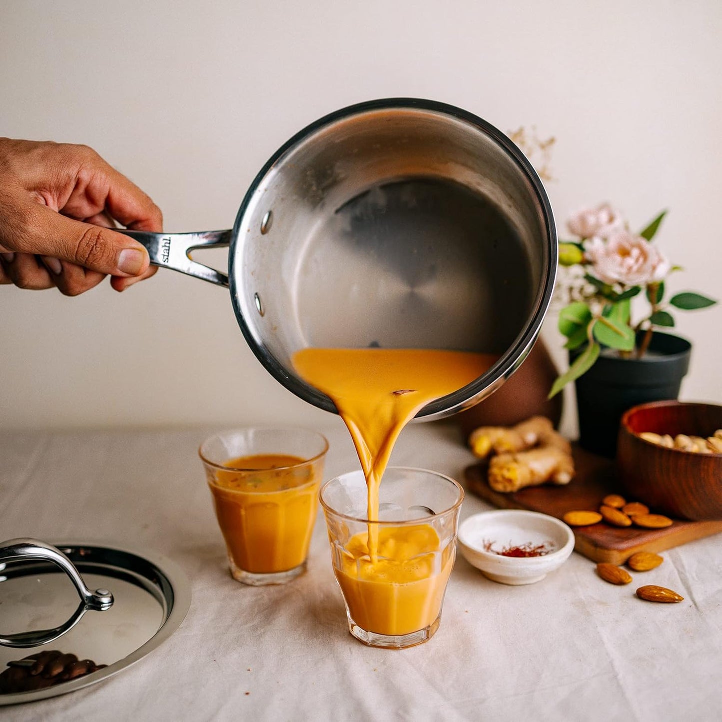 Stahl Stainless Steel Tea Pan 1.4Liters 16cm| Triply Saucepan with Lid I Milk Pan 1.4 L | Gas & Induction Base Sauce Pan | Día 16 cm, 1.4Liters