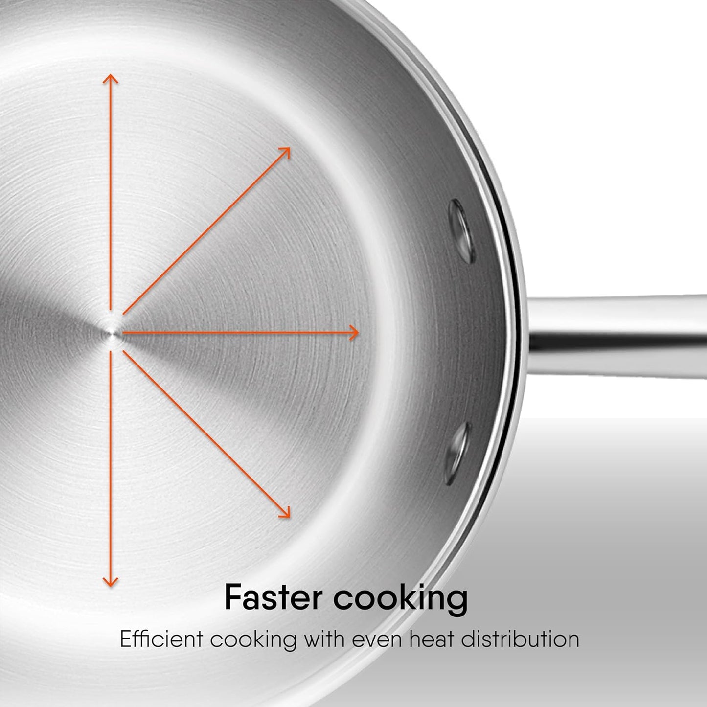 Stahl Artisan Triply Stainless Steel Fry Pan with Lid 26cm 2Liters, Induction & Gas Stove Compatible, 2 Liters, 26 cm