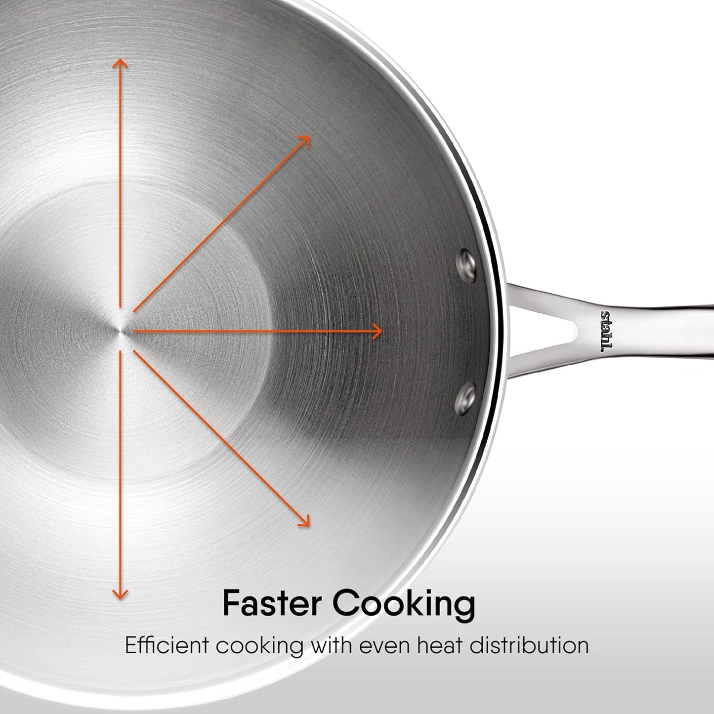 Stahl Artisan Triply Stainless Steel Wok with Lid 24cm, 2.4Liters, Deep Frypan Induction Base, Stir Fry Wok, Induction & Gas Stove Compatible, 2.4 L, 24 cm
