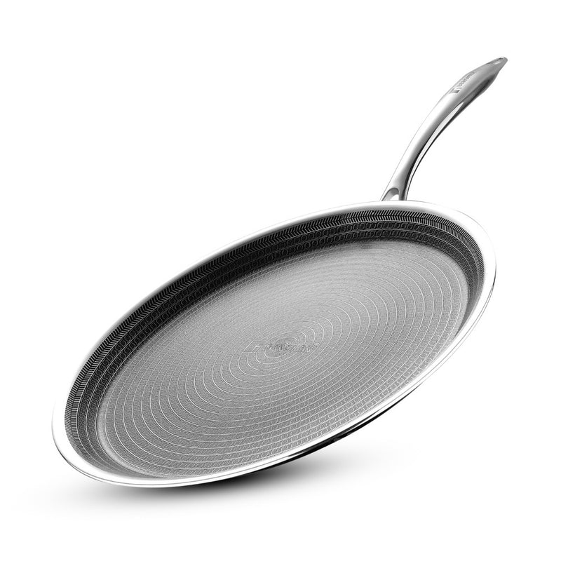 Bergner Triply Hitech Giro 28cm Tawa, Non-Stick Healthy Honeycomb Coating, PFOA Free, Triply Tawa, Even Heating, Stay Cool Handle, Metal Spatula Safe, Easy to Clean - Induction and Gas Stove Ready