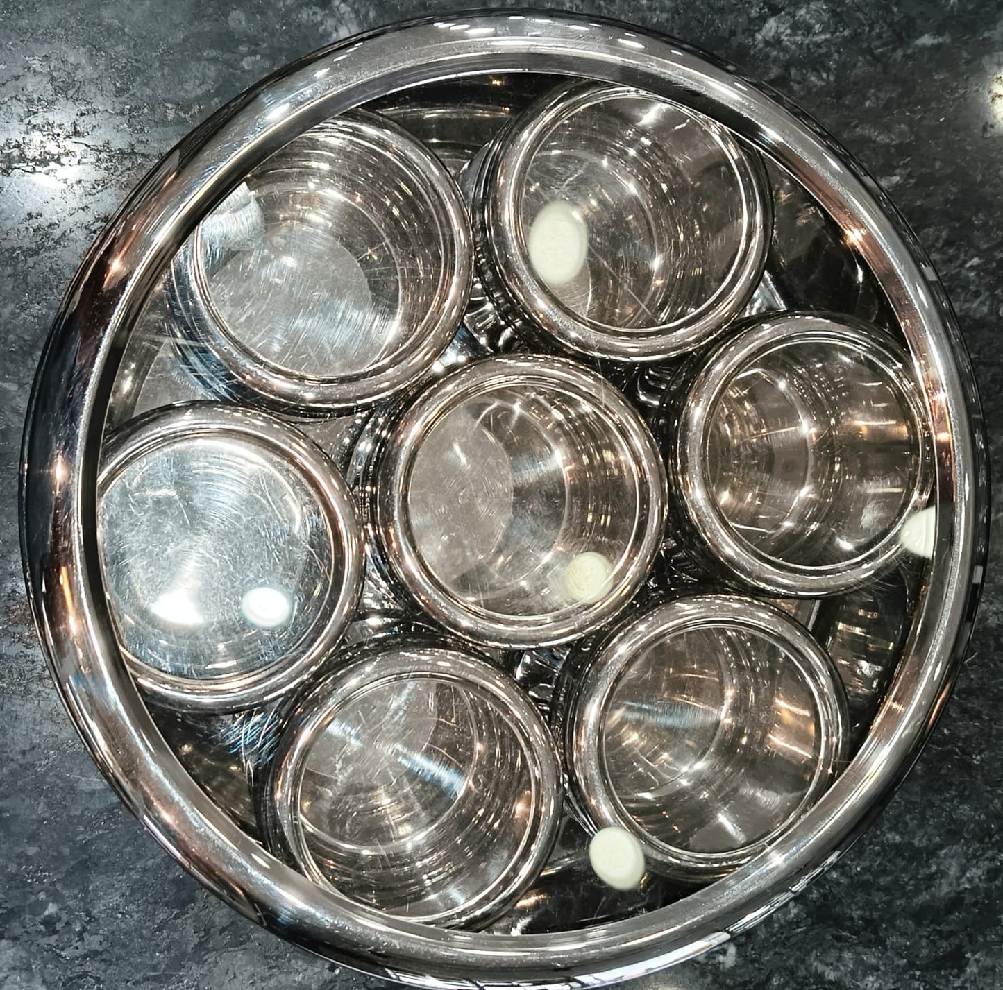 STEEL MASALA BOX ROUND 7 CONTAINERS