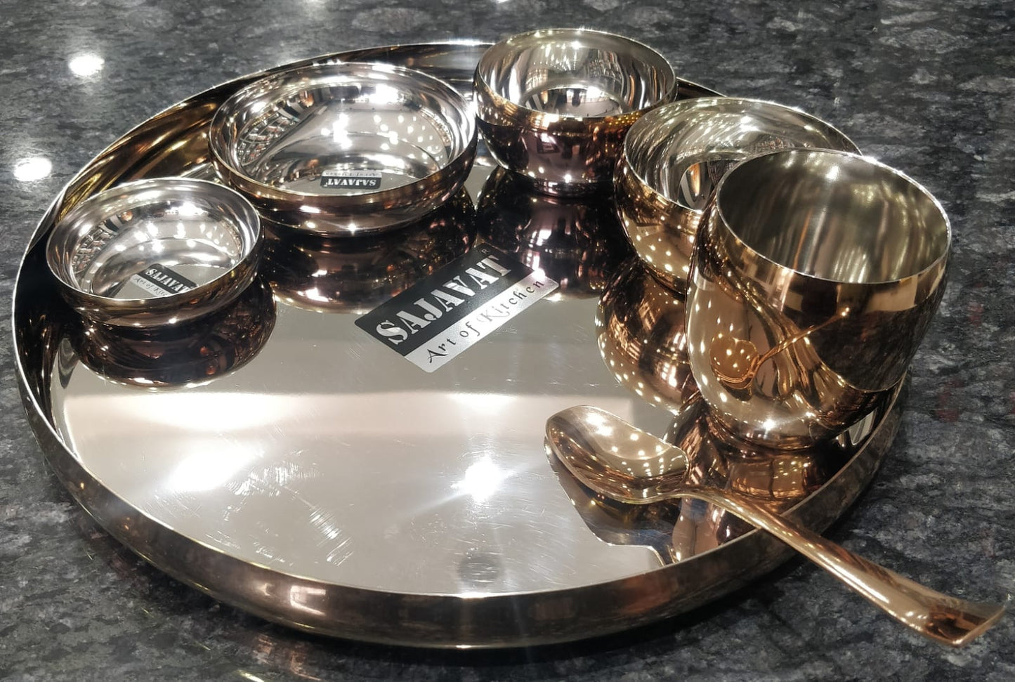 Sajavat Stainless Steel Vento PVD Rose Gold Dinner Set 42 Pcs
