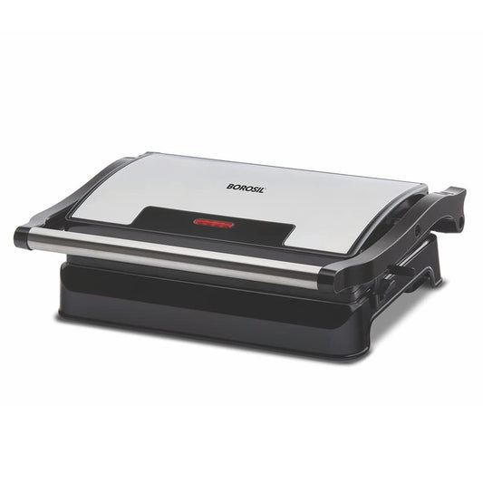 Borosil Meta Prime 700W Grill Sandwich Maker | Can Make 2 Sandwich At a Time | Power Indicators | Non Toxic & Non-Stick Coating Plates Opens to 105° | Automatic Temprature Control | 2 Year Warranty on motor