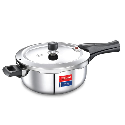 Prestige Svachh Triply Outer Lid Pressure Cooker with Unique Deep Lid, 3.5 Liters, Silver, Stainless Steel, 3.5 Liter