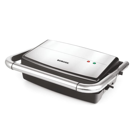 Borosil Jumbo Grill Sandwich Maker | 1500W, Can Make 4 Sandwich At a Time | Power Indicators | Non Toxic & Non-Stick Coating Plates Opens to 180° | Automatic Temprature Control | 2 Year Warranty on motor