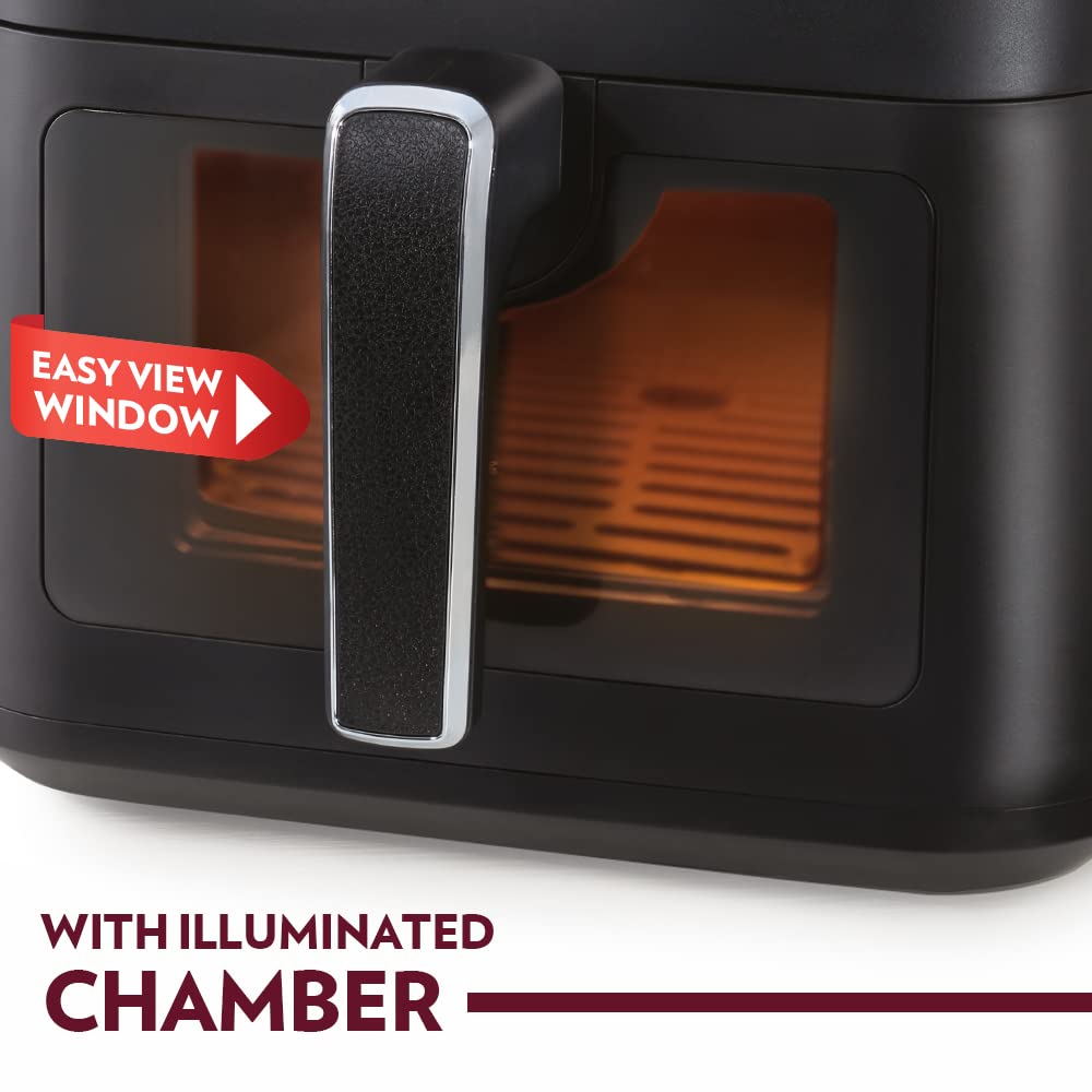 Borosil 1300 Watt Digital Air Fryer 4.7L Capacity with 10 Pre-set Menu Modes | Digital Display and 8-in-1 Multi-functionality – Bake Grill Roast Reheat with 90% Less Oil for Cooking (1 Year Warranty on motor)