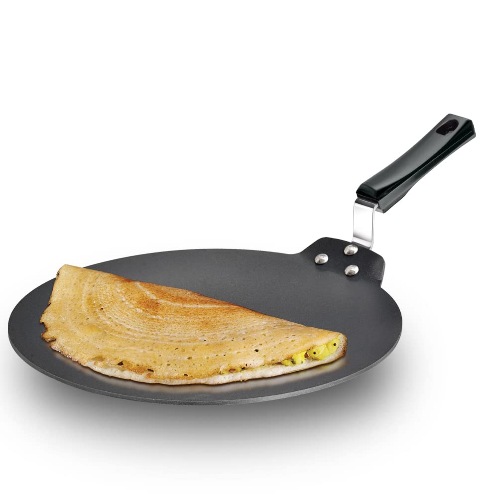 Hawkins Futura 30 cm Dosa Tava, Non Stick Dosa Tawa, Flat Dosa Tawa, Black