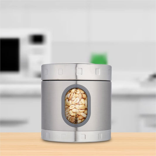 DUBBLIN Stainless Steel Storage jar container 1 Liter, Fresher jar 1 Liter, transparent visible window, food safe, steel Storage container 1 liter, SUS 304