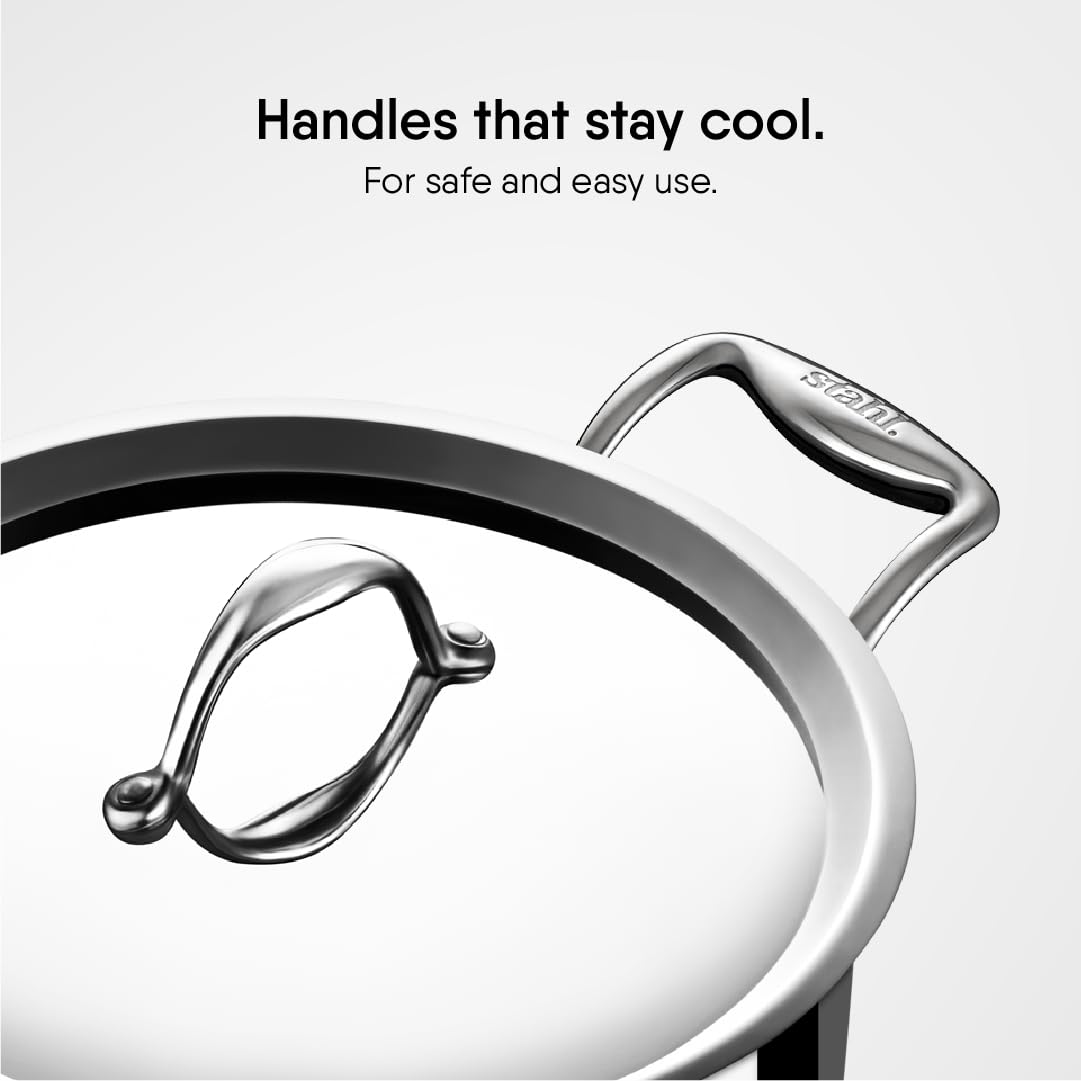 Stahl Triply Stainless Steel Sauce Pot with Lid 32cm, 12.2 Liters | Stainless Steel Casserole | Tri Ply Biryani Pot with Induction Base, Dia 32 cm, 12.2 liter (Serves 15 People)