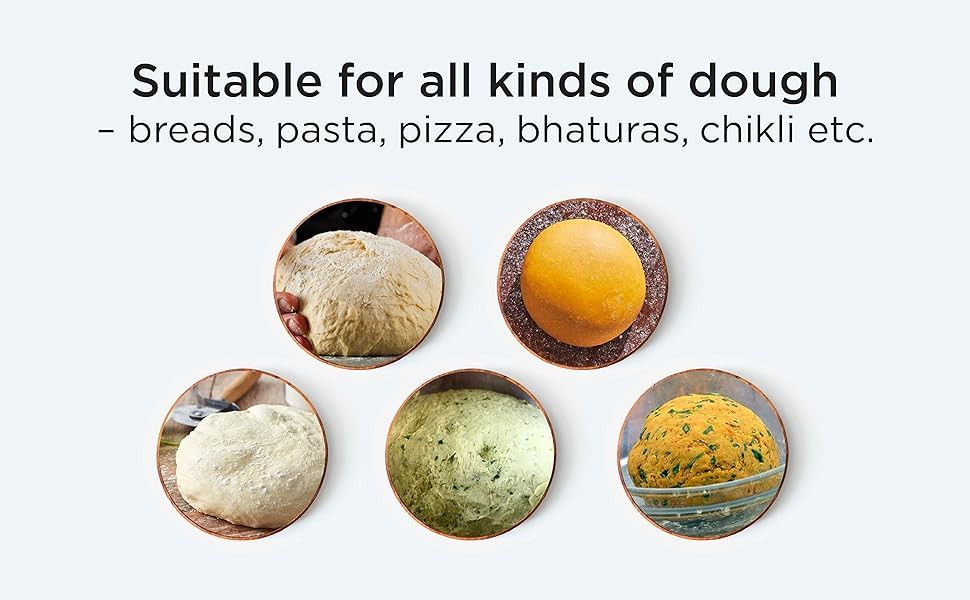 Glen Automatic Electric Atta Maker Machine, 3 Litre, 650W, Dough Kneader, Dough Mixer with Large Stainless Steel Bowl with Lid, Hands-free kneading