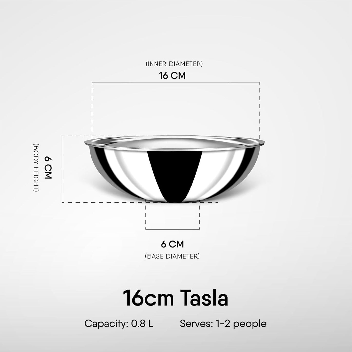Stahl Artisan Triply Stainless Steel Tasla with Lid 16cm 0.7Liters,  Kadai Induction Base, Kadhai Without Handle, Induction & Gas Stove Compatible, 0.7 L, 16 cm
