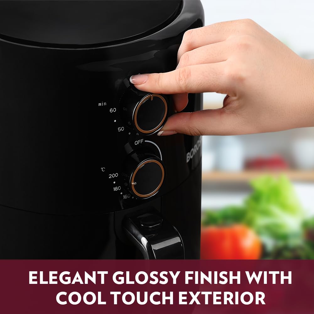 Borosil Best 3.5 L Capacity Air Fryer| 4 in 1 Function | Air Fryer for Bake, Grill, Roast, Reheat etc. | 90% Less Oil | 1450 Watt with 2 Years Warranty on motor