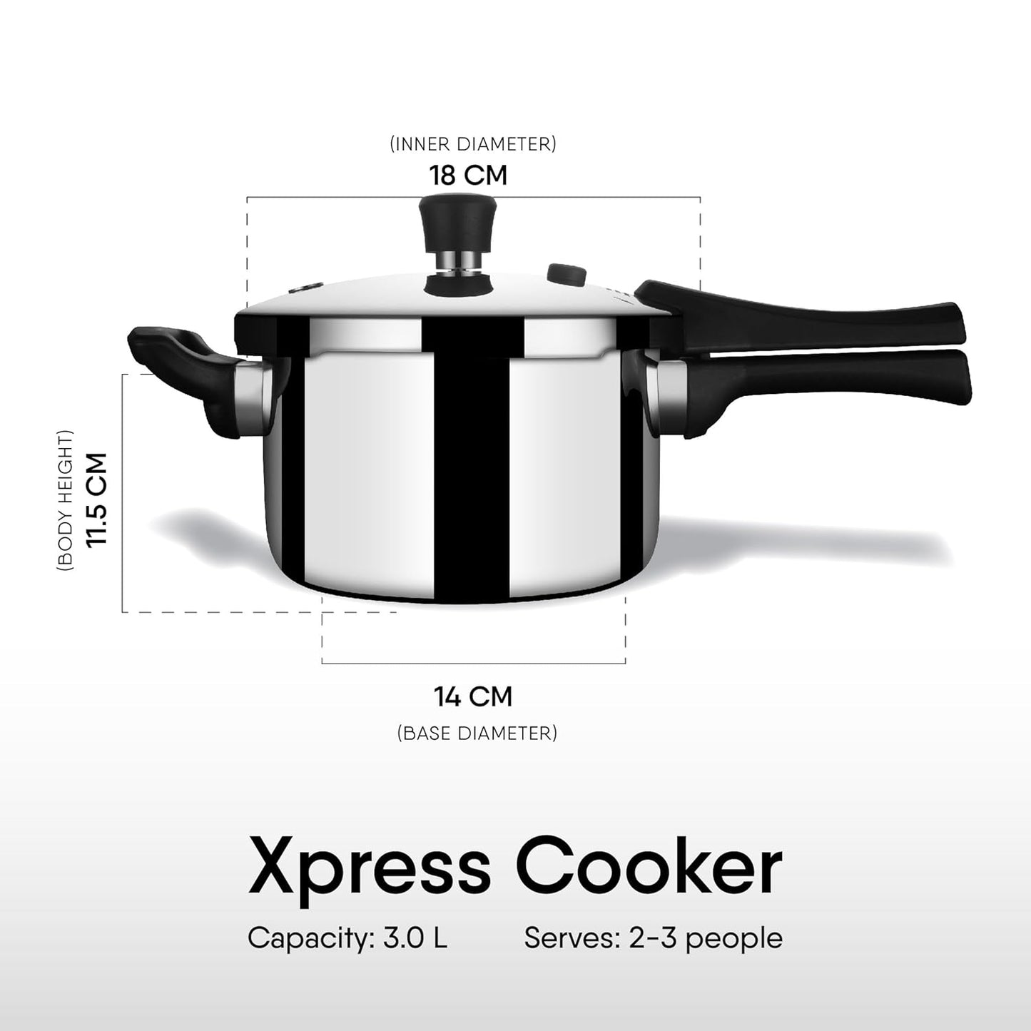 Stahl Xpress Cooker Triply Pressure Cooker 3L Tall, Outer Lid Pressure Cooker 3 L, Induction & Gas Stove Compatible, 5 Years Warranty