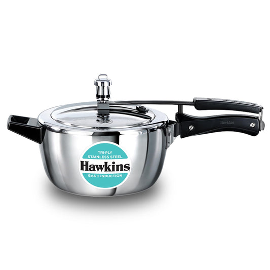 Hawkins 3.5 Liters Triply Stainless Steel Pressure Cooker, Inner Lid Cooker, Silver (HSST35)