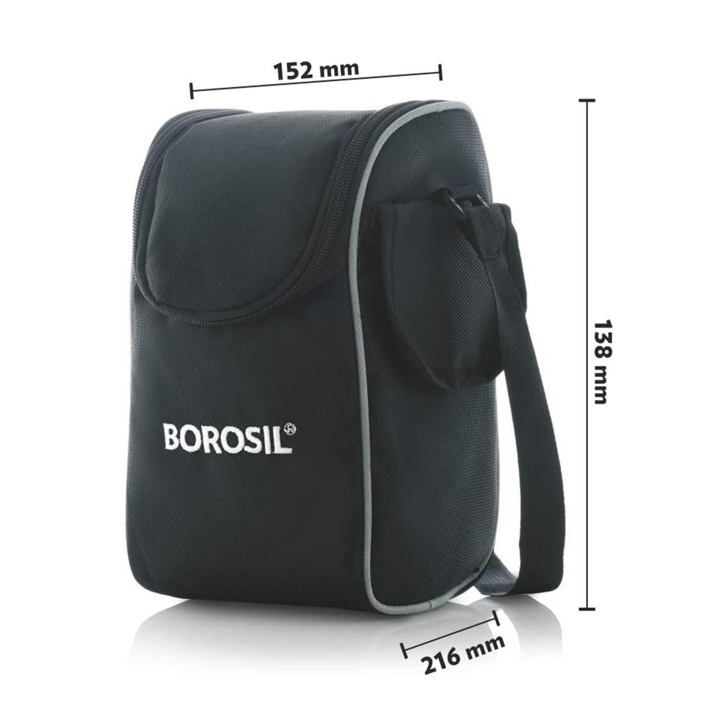 Borosil Hot N Fresh Stainless Steel Insulated Lunchbox | 420ml x 2 Round Container Set with 1.3L Outer Body | Keep Food Warm Upto 6 Hours | Air Vent Button | Tiffin for School, Office, College | Grey