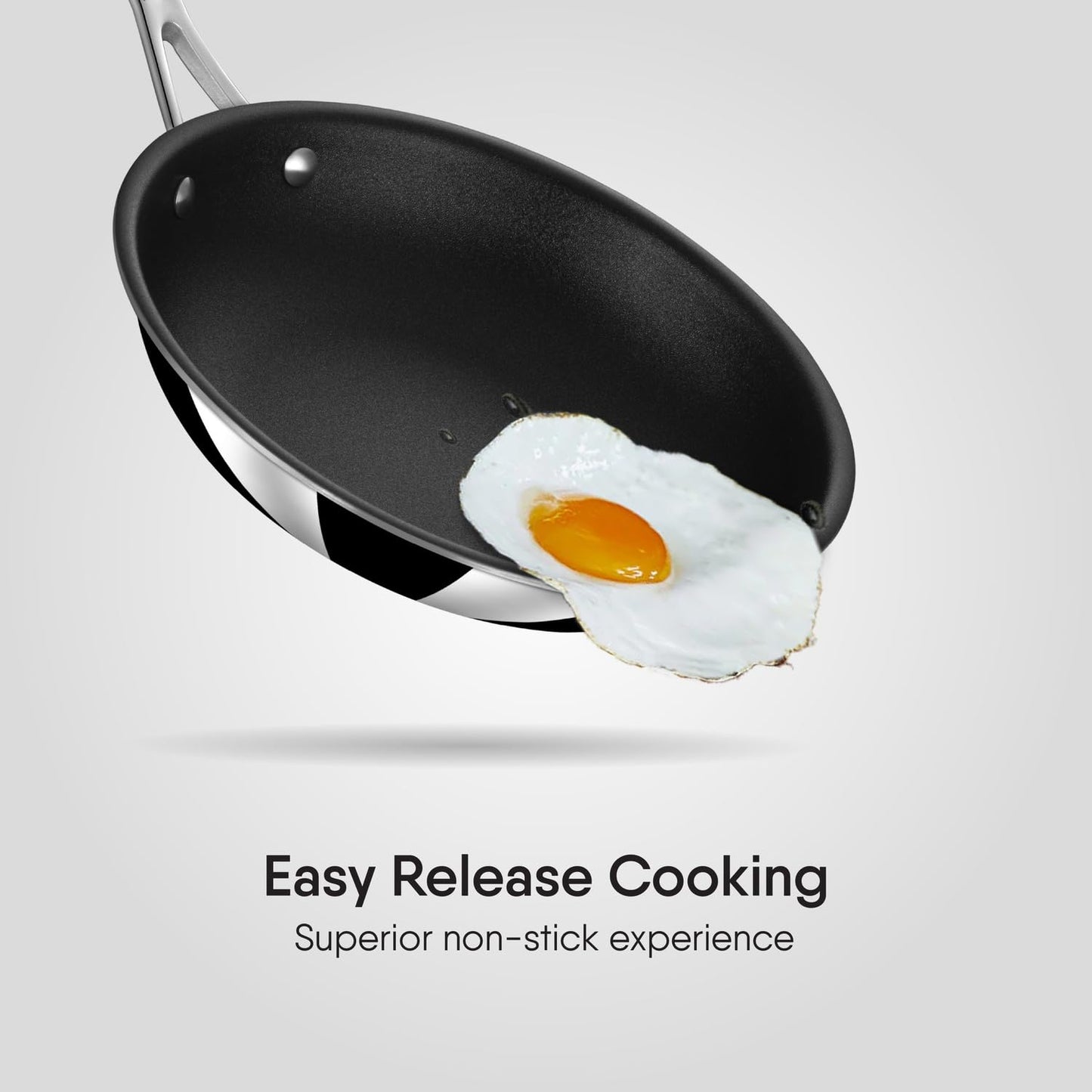 Stahl Artisan Schild 22 cm (1.5 Liters) Frypan Triply Stainless Steel PEEK-Reinforced Fry Pan Induction & Gas Compatible with Glass Lid