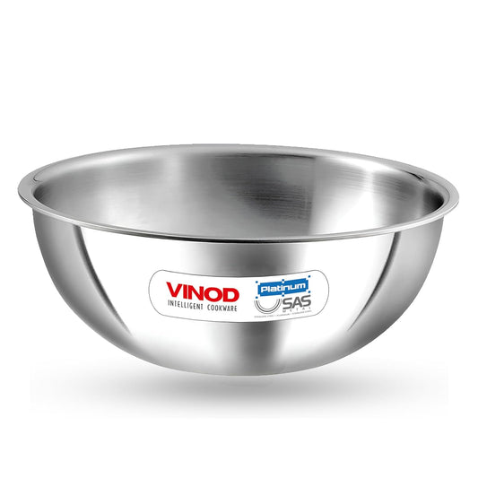 Vinod Platinum Triply Stainless Steel Tasla - 1.8 Litre, 22 cm | 2.5 mm Thick | Steel Tasra Kadai/Kadhai | 5 Year Warranty | Induction & Gas Friendly, Heavy Bottom