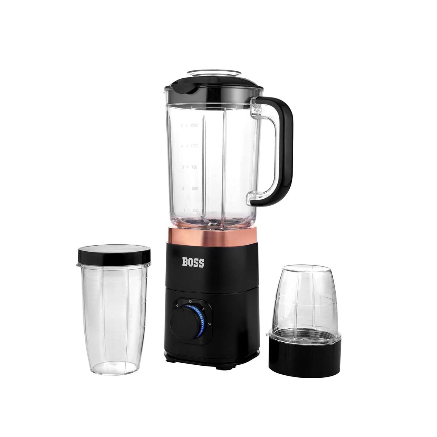 BOSS Nutri Neo 800W Juicer/Mixer/Grinder/Smoothie Maker, 3 Unbreakable Jars, 2 Blade Set - Wet & Dry, Rose Gold, 2 Year Warranty on Motor