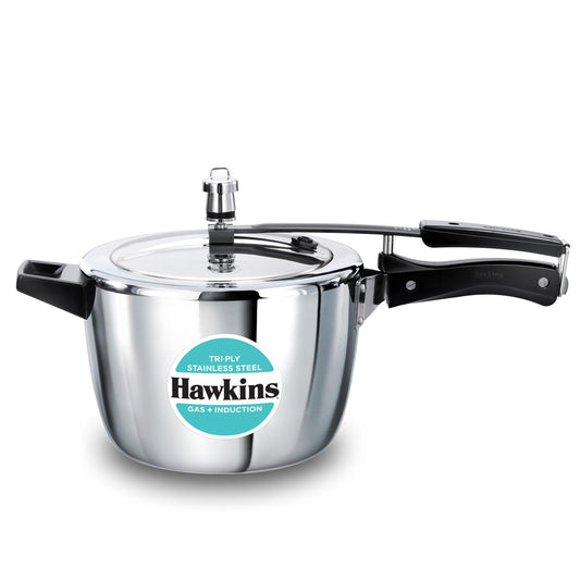 Hawkins 4.5 Liters Triply Stainless Steel Pressure Cooker, Inner Lid Cooker, Silver (HSST45)