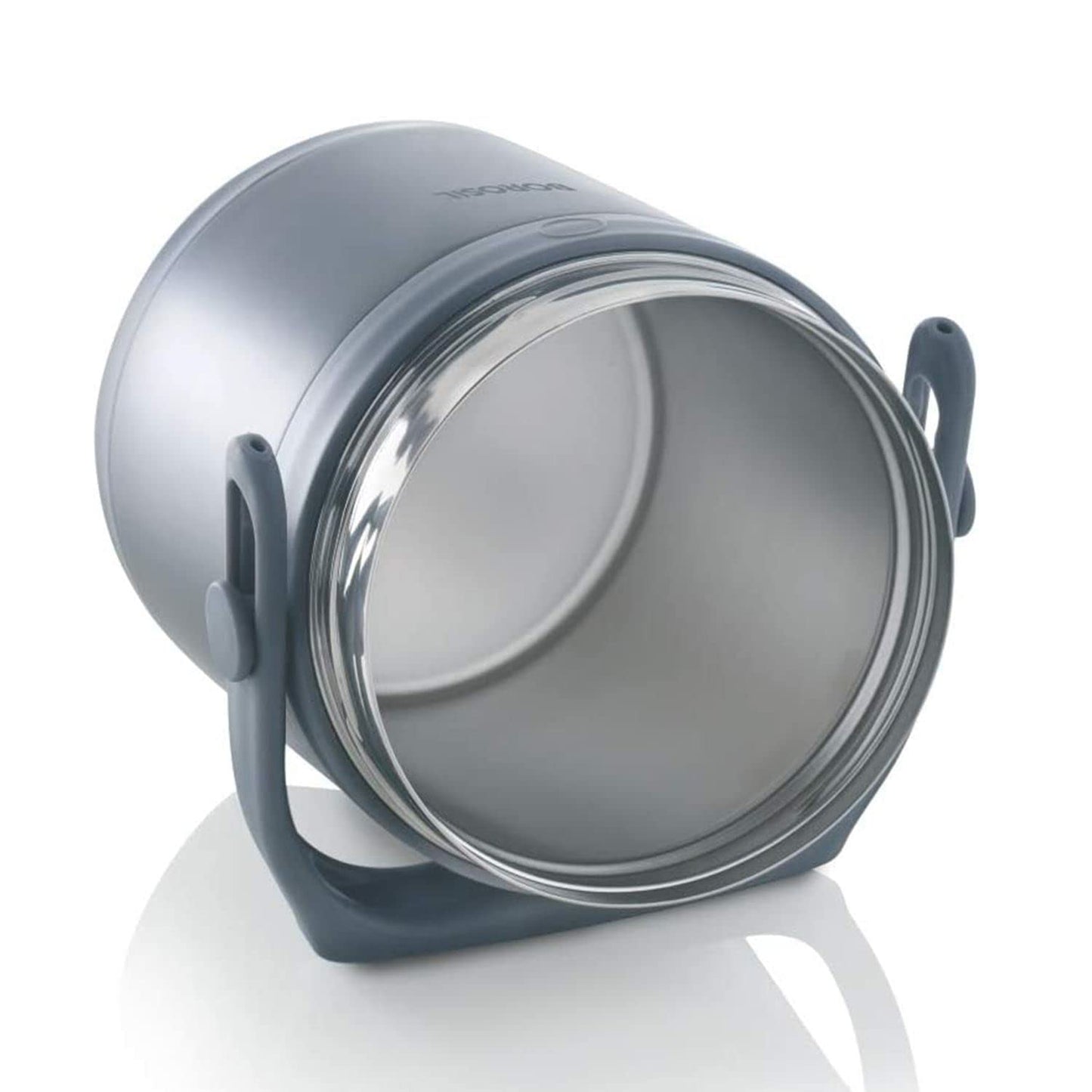 Borosil Hot N Fresh Stainless Steel Insulated Lunchbox | 420ml x 2 Round Container Set with 1.3L Outer Body | Keep Food Warm Upto 6 Hours | Air Vent Button | Tiffin for School, Office, College | Grey