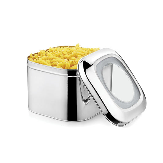 JVL Stainless Steel Kitchen Storage Cubic Store Tin With See Through Lid Capacity 9 Liters