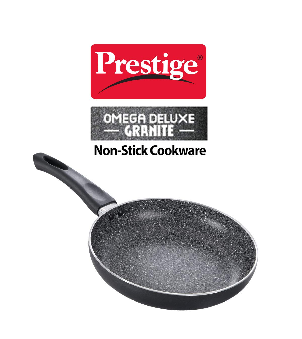 Prestige Non-Stick Omega Deluxe Granite Fry Pan 20 Centimetres Capacity 1.1 Liters| Black | Induction Base | 5 Layer Non-Stick Cookware | PFOA Free | Easy Grip Handle
