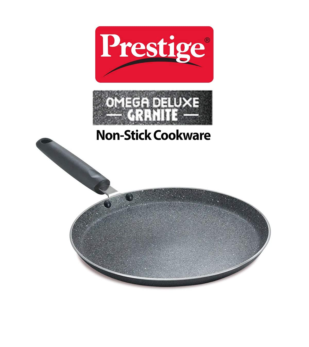 Prestige Omega Deluxe 28cm Granite Dosa Tawa|Non-Stick with 5 Layers Coating| Stainfree Interior|Gas & Induction Compatible|2 Years warranty