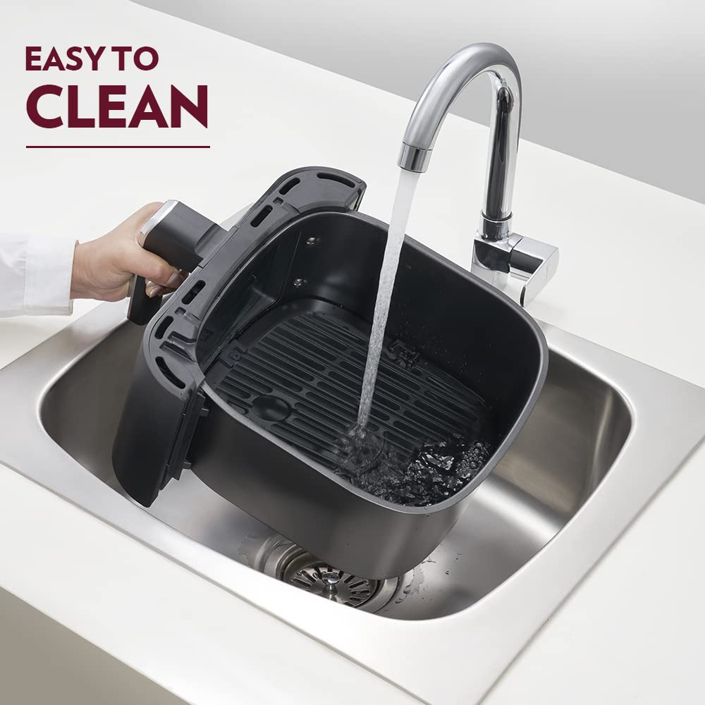 Borosil 1300 Watt Digital Air Fryer 4.7L Capacity with 10 Pre-set Menu Modes | Digital Display and 8-in-1 Multi-functionality – Bake Grill Roast Reheat with 90% Less Oil for Cooking (1 Year Warranty on motor)