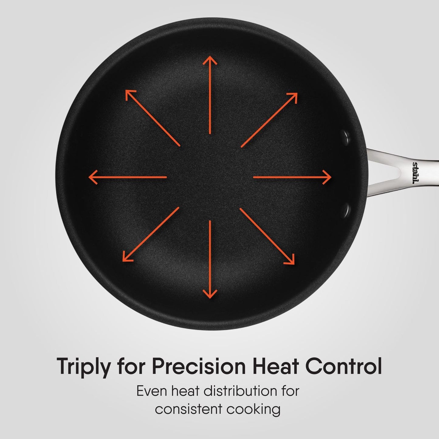 Stahl Artisan Schild 24 cm (2 Liters) Frypan Triply Stainless Steel PEEK-Reinforced Fry Pan Induction & Gas Compatible with Glass Lid