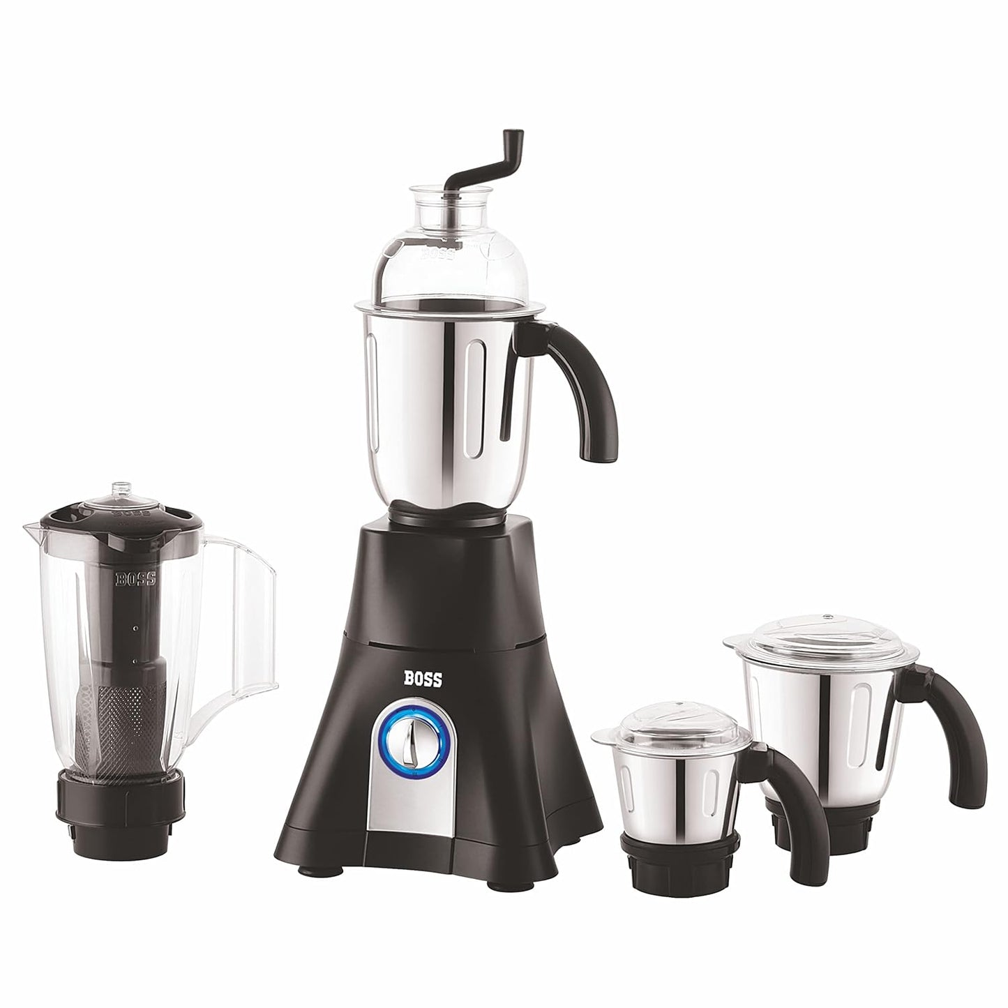 Boss CycloneMax 100% Copper Winding motor, Mixer Grinder, 900 Watt Power Grind, 4-Jars, Black, 5 years motor warranty
