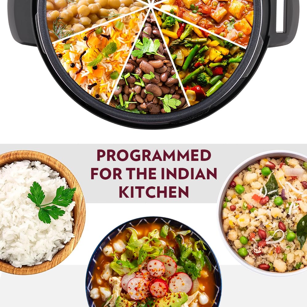 Borosil Instacook 6 L Electric Stainless Steel Pressure Cooker | 12 Digitized Indian Cooking Programs | 15 Hour Delay Timer | One Touch Instant Cooking | Idli Maker, Rice Cooker | 2 Year Warranty on motor