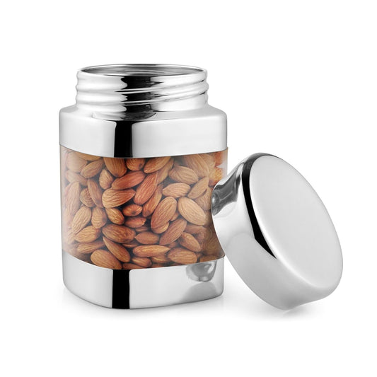 JVL Square Canister Container for Kitchen Storage Stainless Steel capacity 1.4Liters Storage Jar for Snack Coffee Tea Groceries SQC 4