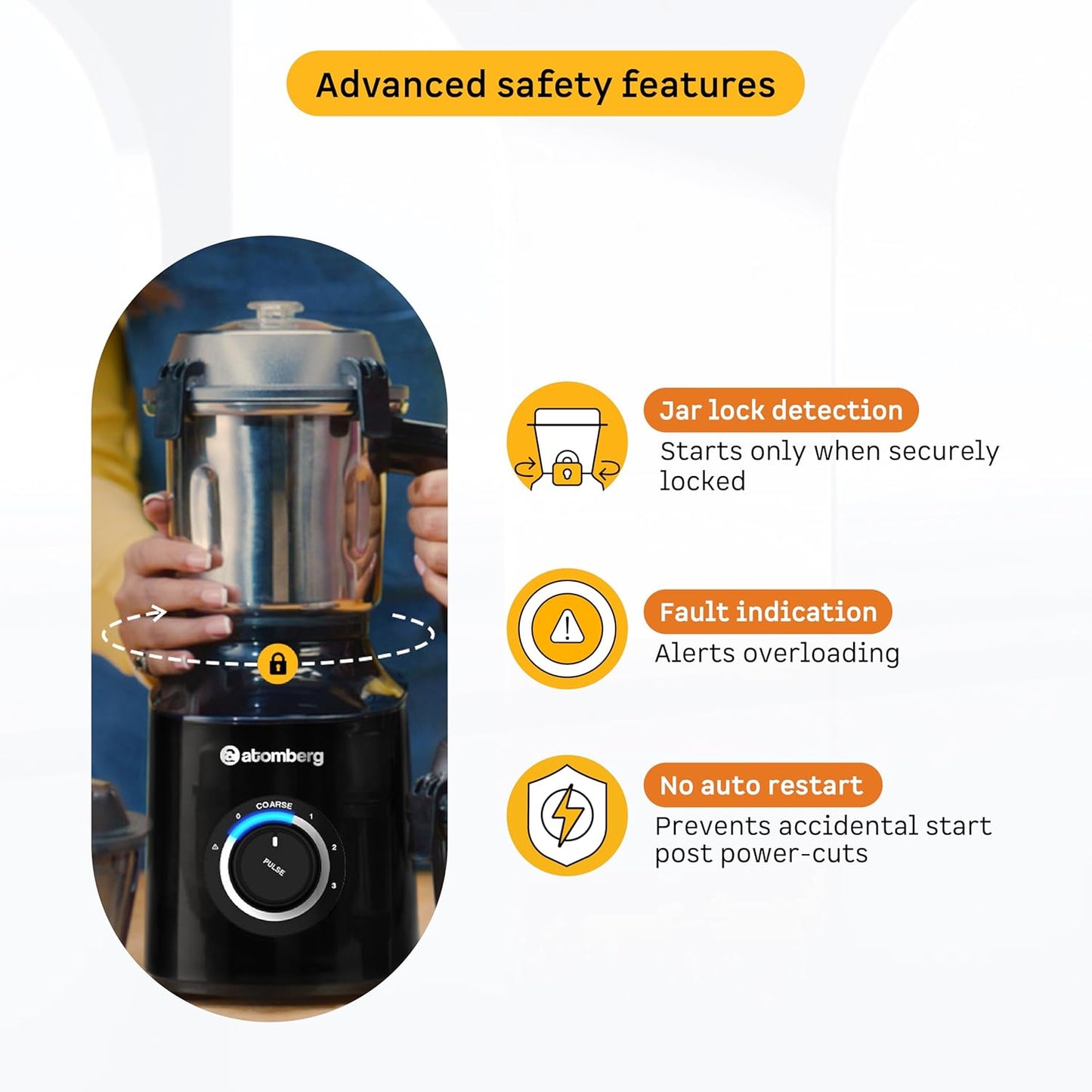 Atomberg Zenova Mixer Grinder | Unique Coarse Mode for Silbatta-like Texture | Intelligent BLDC Motor | Safety Features | 4 Jars including Chopper | Hands-Free Operation