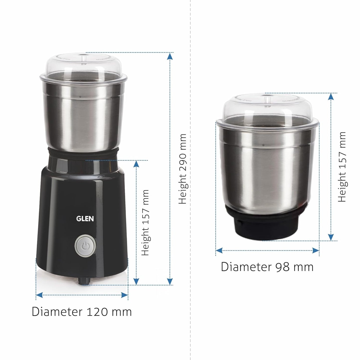 Glen Electric Multi Mixer Grinder, SS Grinder Jar 350w 1 Jar | ABS Body | ISI Certified| 2 Year Warranty
