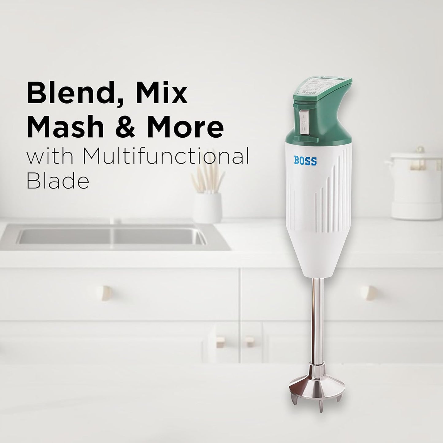 BOSS Stainless Steel B131 Portable Hand Blender 180 Watts | Variable Speed Control | 3-Year Warranty on motor | Easy To Clean And Store | Isi-Marked