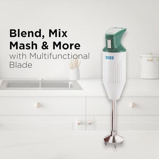BOSS Stainless Steel B131 Portable Hand Blender 180 Watts | Variable Speed Control | 3-Year Warranty on motor | Easy To Clean And Store | Isi-Marked