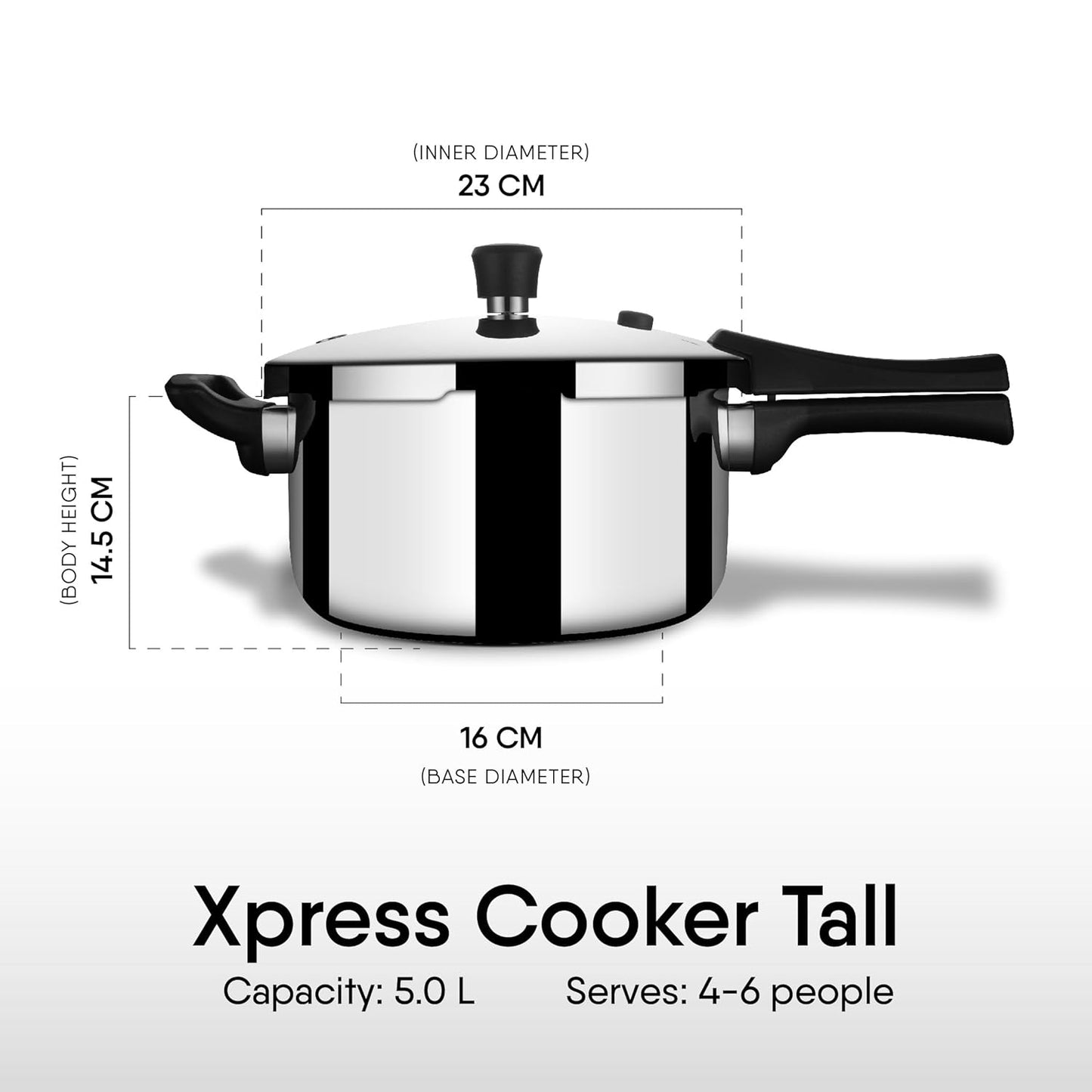 Stahl Xpress Cooker Triply Pressure Cooker Tall 5 Litres, Outer Lid Pressure Cooker 5 Litres, Induction & Gas Stove Compatible, 5 Years Warranty,Stainless steel,Silver