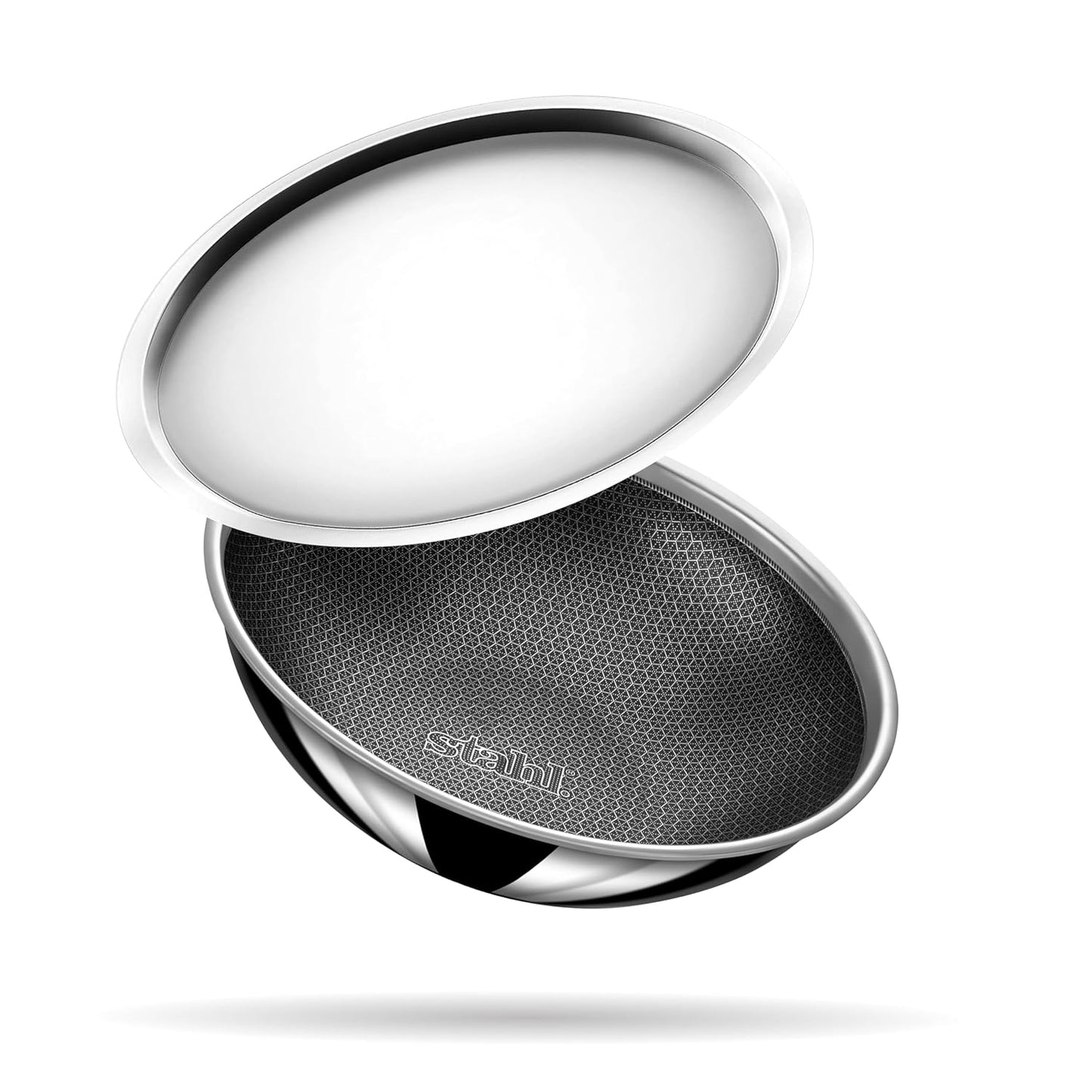 Stahl Triply Stainless Steel Non Stick Tasla with Lid 16cm(0.8 liters) | Triply Stainless Steel Cookware | Tri Ply Tasla Kadhai with Induction Base |Diameter 16cm, 0.8L (Serves 1 Person)