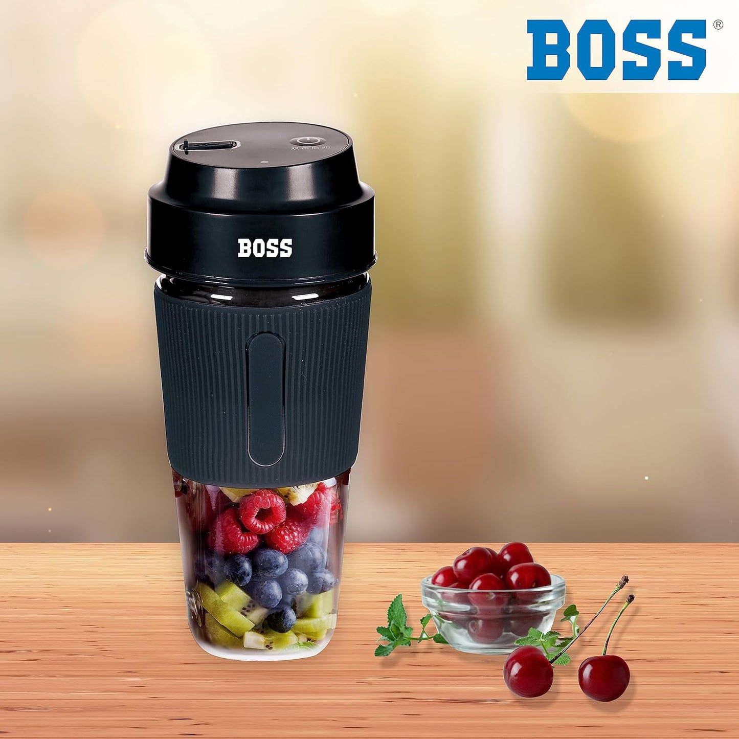 BOSS USB Portable Blender Bottle for Smoothie, Milk Shakes and Juice, USB Rechargeable Battery with 30 Watt Motor, 500 ML, built-in Jar