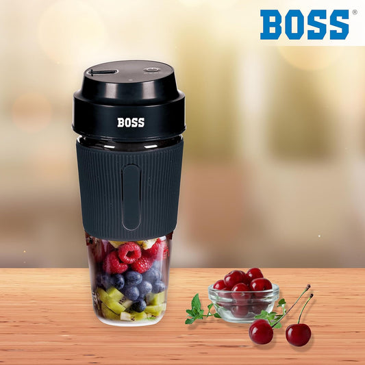 BOSS USB Portable Blender Bottle for Smoothie, Milk Shakes and Juice, USB Rechargeable Battery with 30 Watt Motor, 500 ML, built-in Jar