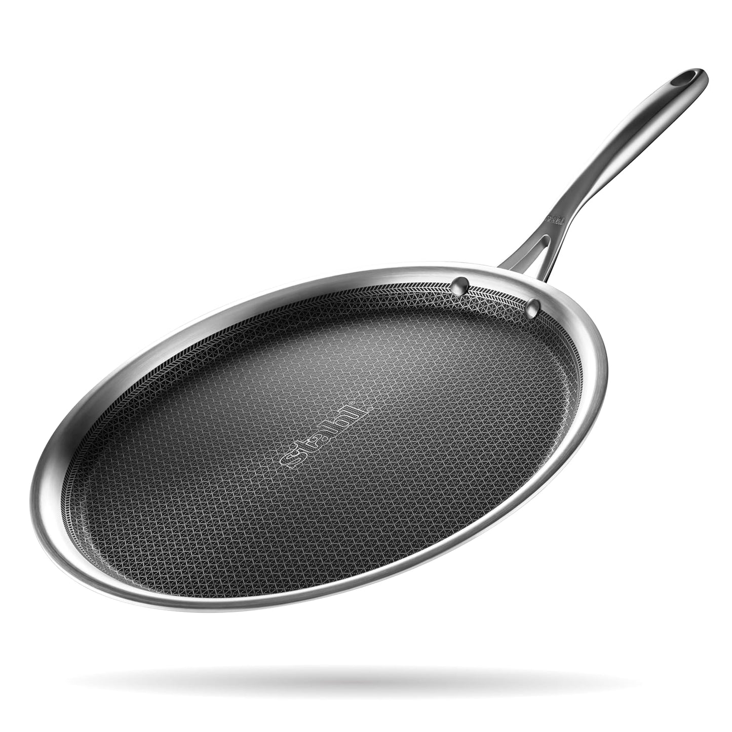Stahl Artisan Hybrid Triply Dosa Tawa 28cm, Dosa Tawa with Induction Base, Non Stick Pan, Stainless Steel Scratch Resistant Dosa Tava, 28 cm
