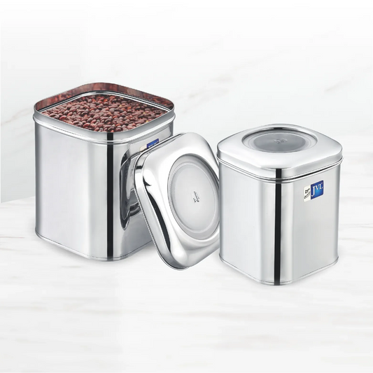 JVL airtight square tin with see through lid capacity 19 Liters