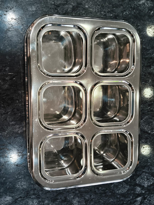 STEEL 3D 6 CONATINERS MASALA BOX