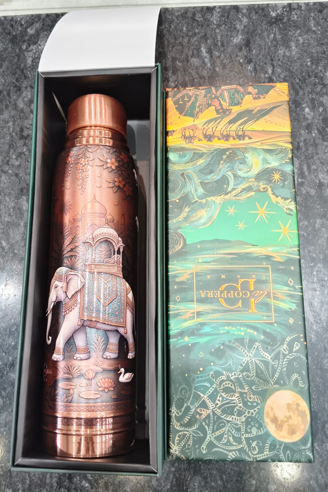 Copper Bottle With Fancy 3D print 1 liter Elephant print