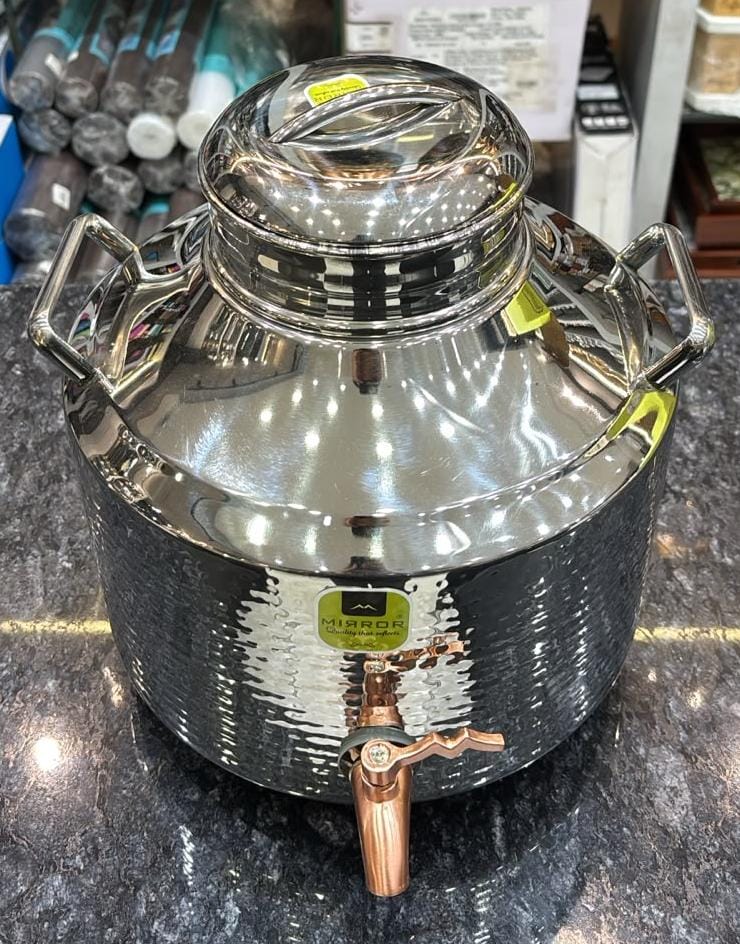 Stainless Steel Swiss Water Tank 10 Liters with Tap in Hammered Design