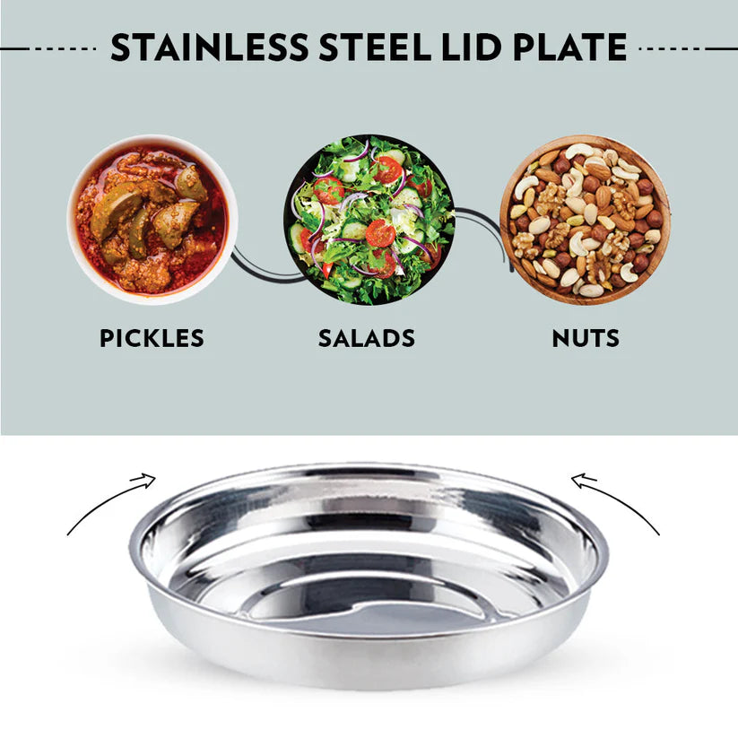 Borosil Carry fresh Lunchbox Set of 3 Horizontal, Container Size 475ml x 1 + 280ml x 2